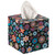 Facial Square Tissue Box Holder For Your Bathroom, Office, Or Vanity With Decorative Floral Design