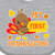 Inktastic My First Thanksgiving With Turkey And Leaves Gift Baby Boy Or Baby Girl Bib