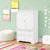 Irerts Kids Wardrobe Wood Closet Storage Cabinet, Freestanding Kids Dress Up Closet Clothing Rack With Doors, 2 Drawers, Clothes Rail, White