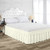 Queen Size Tailored Drop Wrap Around Solid Bed Skirt With Adjustable Elastic Belt Microfiber Fabric Fade & Wrinkle Resistant Bed Frame Cover Easy To Fit & Care (10 Inch Drop, Ivory)