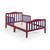 Fashnice Wooden Toddler Bed Headboard Modern Children Beds With Fence Sturdy Platform Space-saving Bedroom Home Red Blue