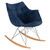 Leisuremod Willow Mid-century Velvet Eiffel Base Rocking Chair In Navy Blue