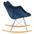 Leisuremod Willow Mid-century Velvet Eiffel Base Rocking Chair In Navy Blue