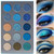 Afflano Blue Eyeshadow Palette Highly Pigmented, Professional Long Lasting Space-blue Eye Shadow Palette Matte Shimmer Glitter, Blendable Waterproof Nude Silver Grey Metallic Blue Eyes Makeup Pallet