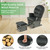 Gymax Wood Glider & Ottoman Cushion Set Baby Nursery Rocking Chair Dark Grey
