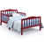 Toddler Beds For Kids, Sesslife Wood Bed Frame With Safety Side Rails & Slats Support, Low-to-floor Toddler Bed Frames With Tall Headboard, Platform Bed No Box Spring Needed, Red/blue