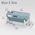 Portable Bathtub For Adults And Children | 56 Inch | Foldable Bathtub With Temperature Maintenance | Body Bath Pillow Included | Non-slip Plastic Blue Collapsible Bathtub For Easy Storage
