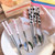 Opolski Portable 1 Set Children Tableware Cute Pattern Anti-rust Portable Spoon Fork Chopsticks Three-piece Set For Camping