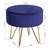 Amuver Velvet Ottoman With Metal Legs, Round Shaped, Anti-slip Sponge