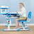Costway Children's Desk Chair Set Height Adjustable Study Table Blue