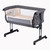 Mika Micky Bedside Sleeper Easy Folding Portable Crib,grey
