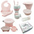 Brushinbella Baby Feeding Set - Collapsible Feeding Supplies For Travel - Food Grade Silicone Suction Baby Bowl, Baby Plate, Baby Bib, Baby Spoons First Stage - Cute Baby Eating Supplies Toddler Gift