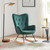 Belleze Modern Rocking Chair Tufted Upholstered Velvet Accent Rocker Chair Solid Wood Leg Wing Back Nursery Glider Armchair Single Sofa Chair For Living Room And Bedroom- Finnegan (green)