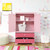 Irerts Kids Wardrobe Wood Closet Storage Cabinet, Freestanding Kids Dress Up Closet Clothing Rack With Doors, 2 Drawers, Clothes Rail, Pink