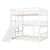 Anysun Triple Bunk Beds - Wood Frame With Slide For Kids - Full Size -  White