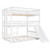 Anysun Triple Bunk Beds - Wood Frame With Slide For Kids - Full Size -  White
