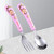 Opolski 2pcs/set Solid Cartoon Baby Utensils Heat-resistant Stainless Steel Cute Ergonomics Kids Feeding Tableware Set For Toddler