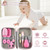 Ibaste 8pcs/set Baby Care Kit - Multifunctional Healthcare Accessories Include Hair Brush Comb Finger Toothbrush, Nail Clippers, Thermometer, Nose Sucker For Baby Boys Girls Kids (pink/blue)