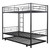 Aukfa Metal Bunk Beds Twin Over Twin With Trundle For Kids Teens Adults, No Box Spring Needed, Black