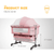 Uenjoy 3 In 1 Bedside Bassinet For Baby, Bedside Sleeper For Newborn Infant/baby Girl, Pink