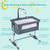 Gymax Portable Baby Bed Side Crib Height Adjustable W/ Music Box & Toys Dark Grey