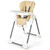 Babyjoy Foldable Baby High Chair W/ Double Removable Trays & Book Holder Beige
