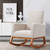 Erommy Rocking Chair,mid Century Accent Chair,glider Rocker With Ottoman,seat Wood Base,high Back Linen Armchair,beige