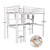 Loft Bunk Bed, Aukfa Twin Bunk Bed With Desk And Shelves, Ladder, Full Length Guard Rail, White Twin Bed Frame For Bedroom, Kids, No Box Spring Needed