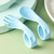 Kangqi 1 Set Offset Spoon Food Grade Adorable Appearance Adaptive Eating Aid Right Hand Learn Eat Baby Fork Spoon Set For Family