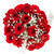 18  Red Roses With Baby's Breath By Arabella Bouquets In A Free Elegant Hand-blown Glass Vase (fresh-cut Flowers, Red)