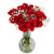 18  Red Roses With Baby's Breath By Arabella Bouquets In A Free Elegant Hand-blown Glass Vase (fresh-cut Flowers, Red)