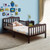 Givimo Wooden Toddler Bed Classic Design Wood Bed Frame Two Side Safety Guardrails & Wooden Slat Support For Kids Brown