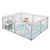 Joymor Baby Playpen 71"x59" Big Play Yards Kids Activity Center With Hanging Diaper Caddy, 2 Gates, Anti-slip Suckers, Gray