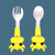 Fairnull 2pcs/set Kids Tableware Cartoon Design Portable Stainless Steel Infant Dining Spoon Fork Set For Feeding