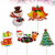 Homemaxs 5pcs Christmas Cake Cupcake Toppers Food Fruit Picks Santa Xmas Tree Sleigh Sticks Cake Decorating Party Supplies