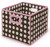 Badger Basket 1.19 Gallon Folding Trim Polka Dot Fabric Storage Cube, Pink And Brown Polka Dot