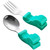 1 Set Toddler Spoon And Fork Stainless Steel Short Handle Baby Dinning Utensil