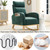 Syngar Velvet Upholstered Rocking Chair With Solid Wood Base And 2 Side Pockets, Mid Century Modern Nursery Rocking Armchair Tall Back For Home Office Living Room Bedroom Balcony, Green