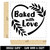 Baked With Love Heart Wheat Wreath Bread Baking Self-inking Rubber Stamp Ink Stamper - Black Ink - Small 1 Inch