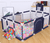 91 Inch Folding Indoor Outdoor Baby Playpen Safety Play Yard Kid Playinghouse With Football Goal For 1-6 Years Old Boys Girls (blue,red)