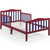 Sesslife Toddler Beds For Kids, Wood Bed Frame With Safety Side Rails & Slats Support, Low-to-floor Toddler Bed Frames With Tall Headboard, Platform Bed No Box Spring Needed, Red/blue