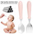 Gotydi 2pcs Stainless Steel Baby Tableware Set Portable Baby Spoon And Fork Set With Storage Box Cute Baby Cutlery Set Self-feeding Learning Dishwasher Safe Baby Equipment For Child Toddler
