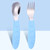 Opolski 1 Set Food Grade Infant Tableware Smooth Edge Comfortable To Grip Stainless Steel Star Pattern Fork Spoon Household Supplies