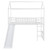 Twin Loft Beds With Slide For Kids, Wood House Shaped Bunk Beds With Ladder, Kids Toddler Twin Size Loft Bed Frame With Roof And Guardrails For Boys Girls (white, Twin Loft Beds)