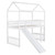 Twin Loft Beds With Slide For Kids, Wood House Shaped Bunk Beds With Ladder, Kids Toddler Twin Size Loft Bed Frame With Roof And Guardrails For Boys Girls (white, Twin Loft Beds)