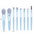 Bsroluna 8pcs Blue Professional Makeup Brushes With Cute Cosmetic Bag Mini Portable Makeup Brush Set For Women