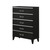 Chest With 5 Drawers And Metal Trim, Black