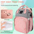 Dotsog Diaper Bag Built-in Usb Charging Port And Stroller Straps Large Capacity Waterproof, Pink