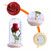 Taykoo Beast Red Rose In A Glass Dome With A Wooden Base For Wedding Anniversary Birthday Gifts