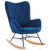 Belleze Modern Rocking Chair Tufted Upholstered Velvet Accent Rocker Chair Solid Wood Leg Wing Back Nursery Glider Armchair Single Sofa Chair For Living Room And Bedroom- Finnegan (navy Blue)